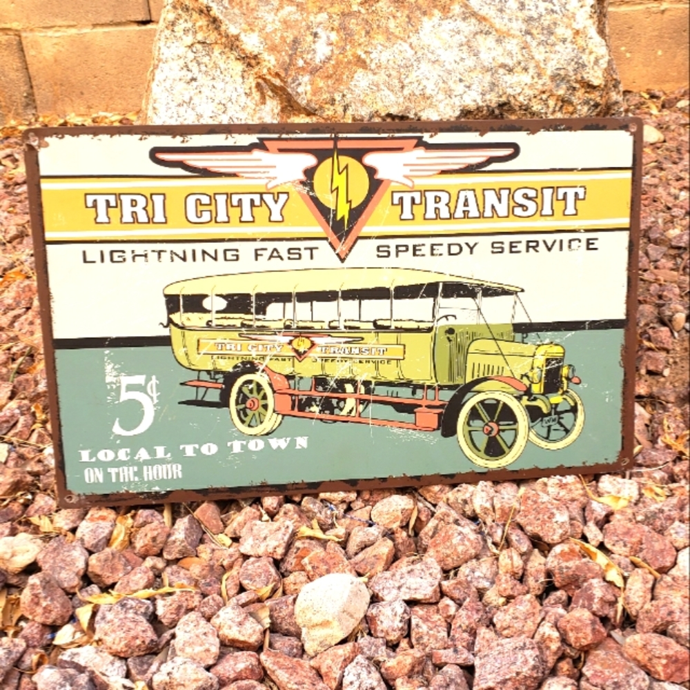 Vintage metal transportation sign